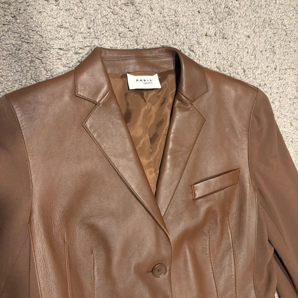Akris Punto Mixed Media Lamb Nappa Leather Blazer Jacket Size US 8 - Picture 2 of 16